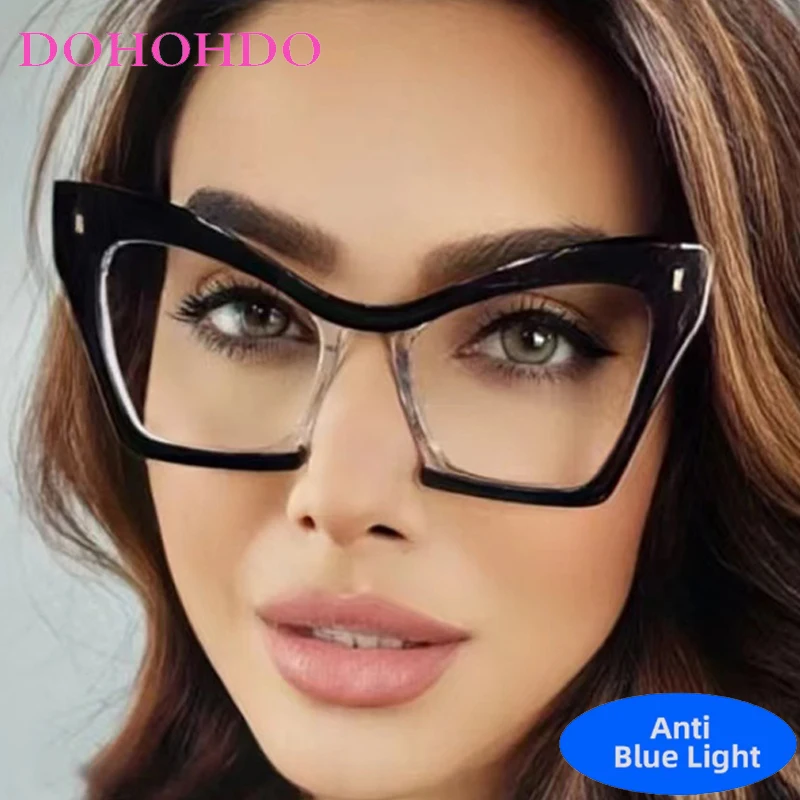 

Fashion Brand Designer Oversize Cat Eye Glasses Blue Light Blocking Glasses Women Spectacle Computer Eye Protection Glass Unisex