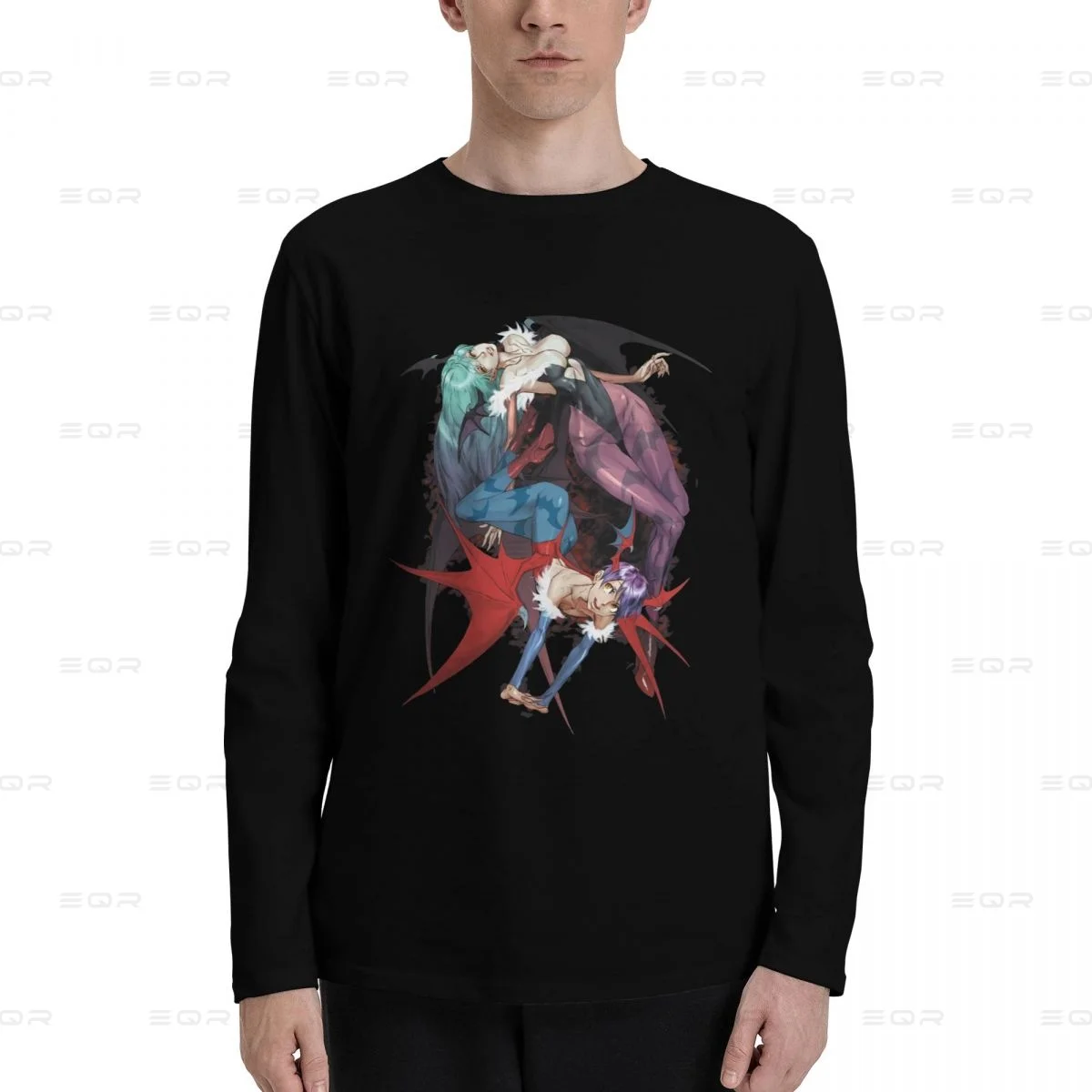 Morrigan Aensland men Cotton Digital Direct Spray printed long sleeved T-shirt,Darkstalkers fashion Unisex Tees