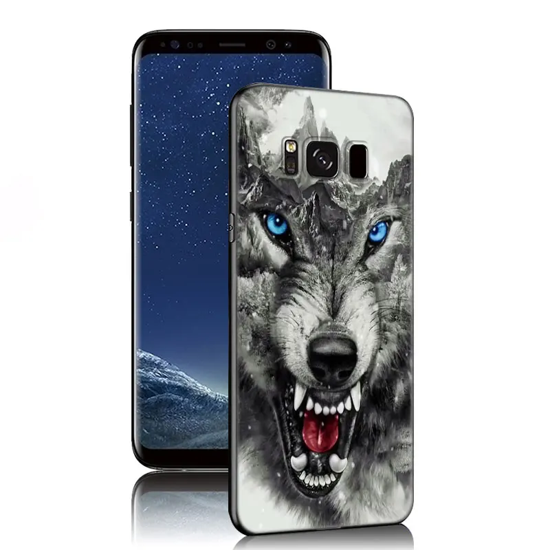 The Wolf เคสโทรศัพท์ซิลิโคนสีดำสุดดุดันสำหรับ Samsung Galaxy S20 S23 FE S21 S24 S22 PLUS ultra