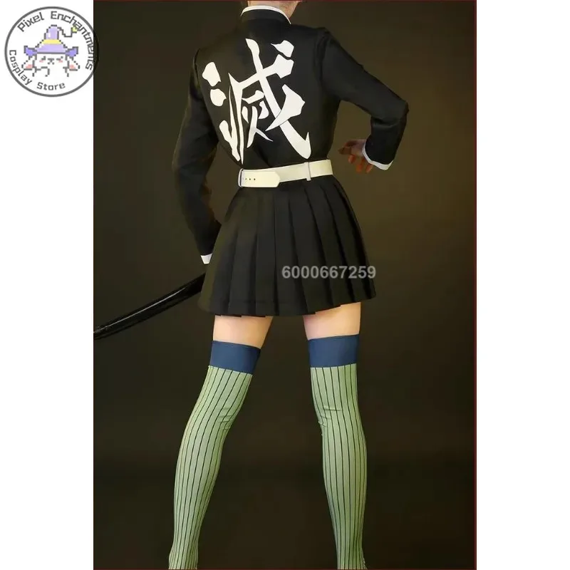 Anime demon slayers kimetsu não yaiba kanroji mitsuri cosplay trajes kisatsutai amor feminino sexy saia uniforme peruca dia das bruxas