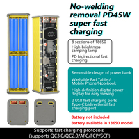DIY Mobile Power Supply Kit 8*18650 batteries Storage Box USB&Type-C Power Bank Case PD 45W Super Fast Charging with Flashlight