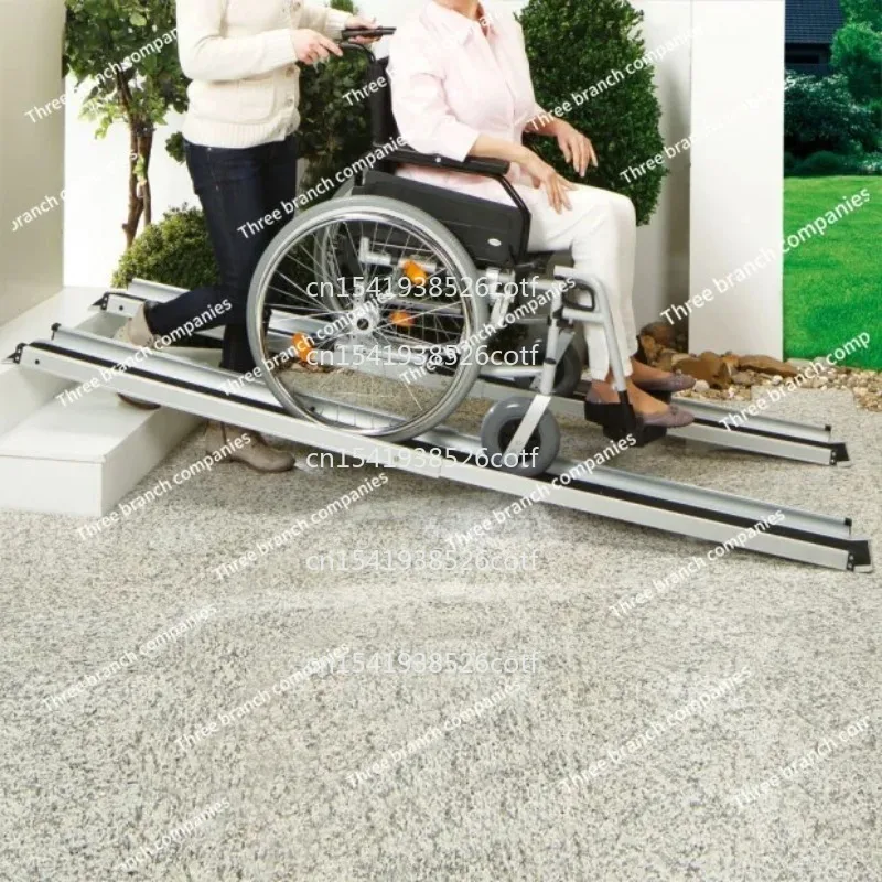 

Assist wheelchair with step artifact, retractable aluminum ramp