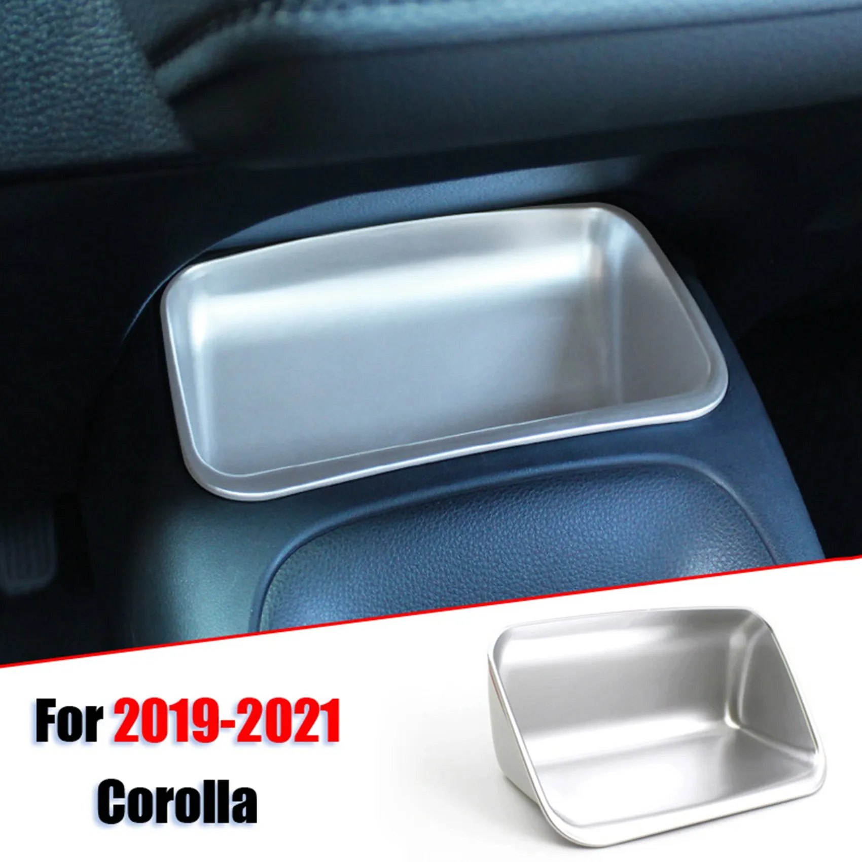 Center Console Storage Box Trim Cover for Toyota Corolla 2019-2021 Matte Silver Car Interior Accessories