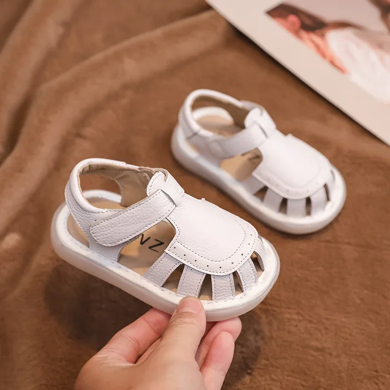 Baby Girls Boys Sandals Summer Infant Toddler Shoes Soft Sole Anti Slip Kids Genuine Leather Shoes Children Casual Beach Sandals