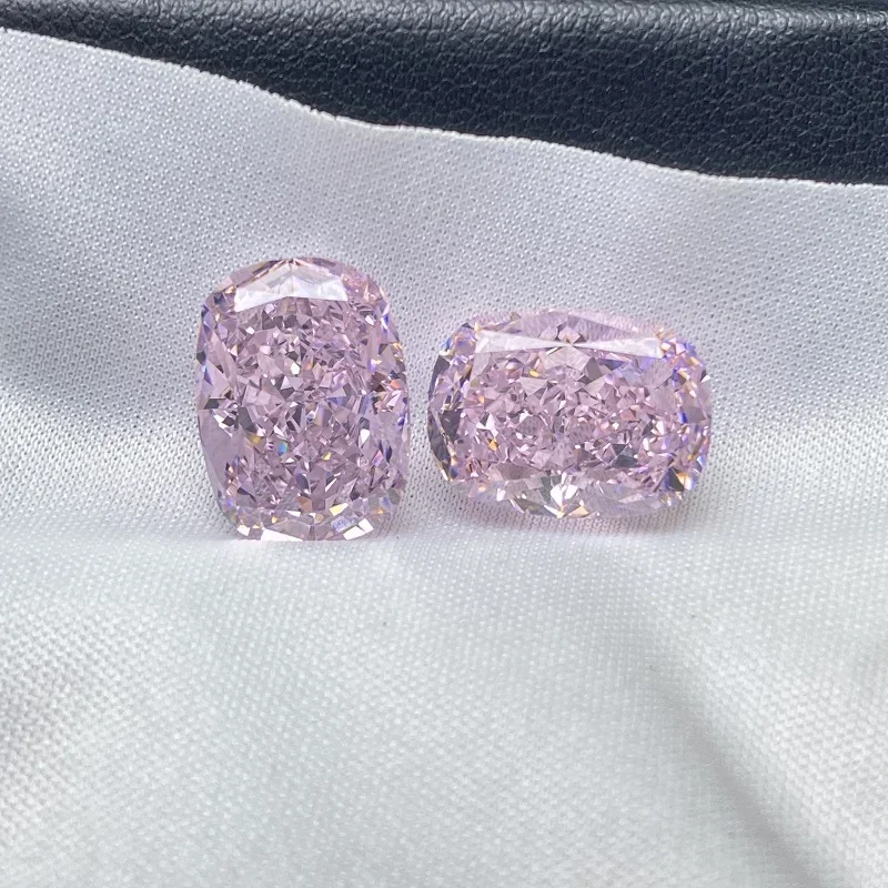 Pink Cushion  Crushed Ice Cut High Carbon Diamond 11X15mm Cubic Zirconia for Custom Jewelry Making