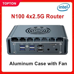 Topton 12th Gen Intel N100 Mini PC Soft Router Aluminum with Fan 4x i226 2.5G LAN Celeron N5105 J4125 pfSense Computer Firewall