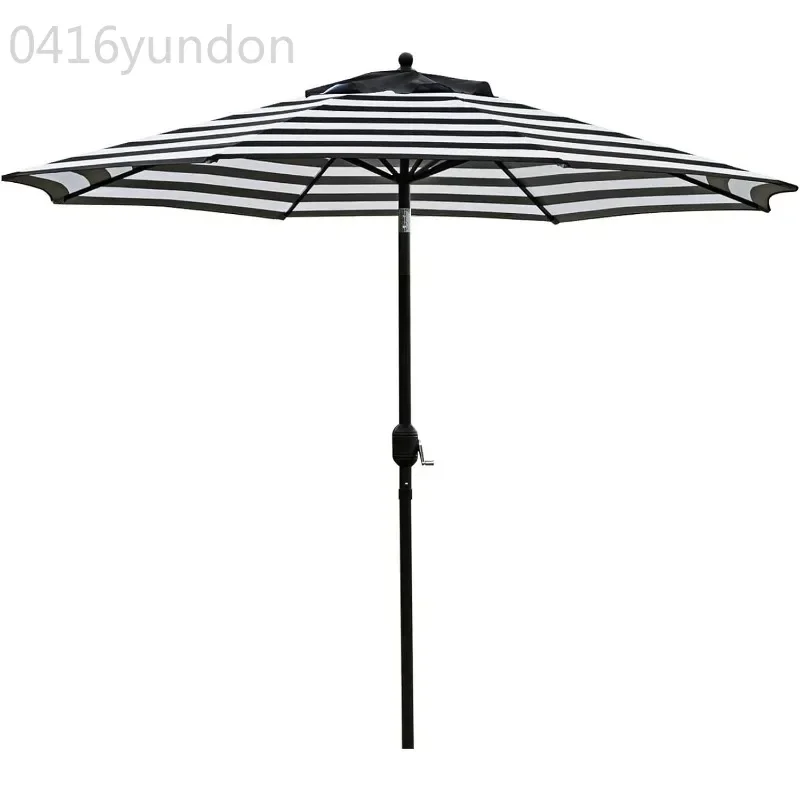 

9' Patio Umbrella Outdoor Table Umbrella with 8 Sturdy Ribs (Black and White)