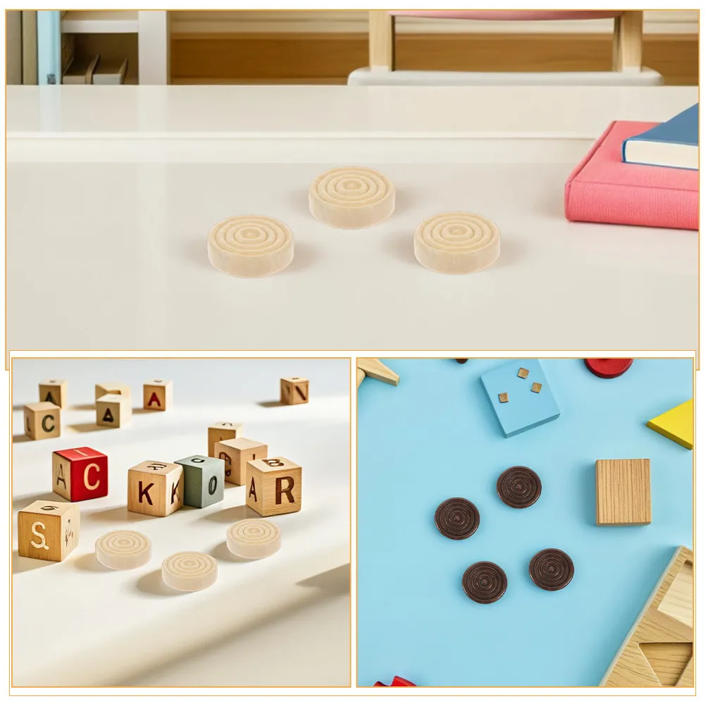 48Pcs Round Wooden Checkers Pieces Natural Wood Grain Smooth Edges for Board Games Educational Travel Camping Backyard