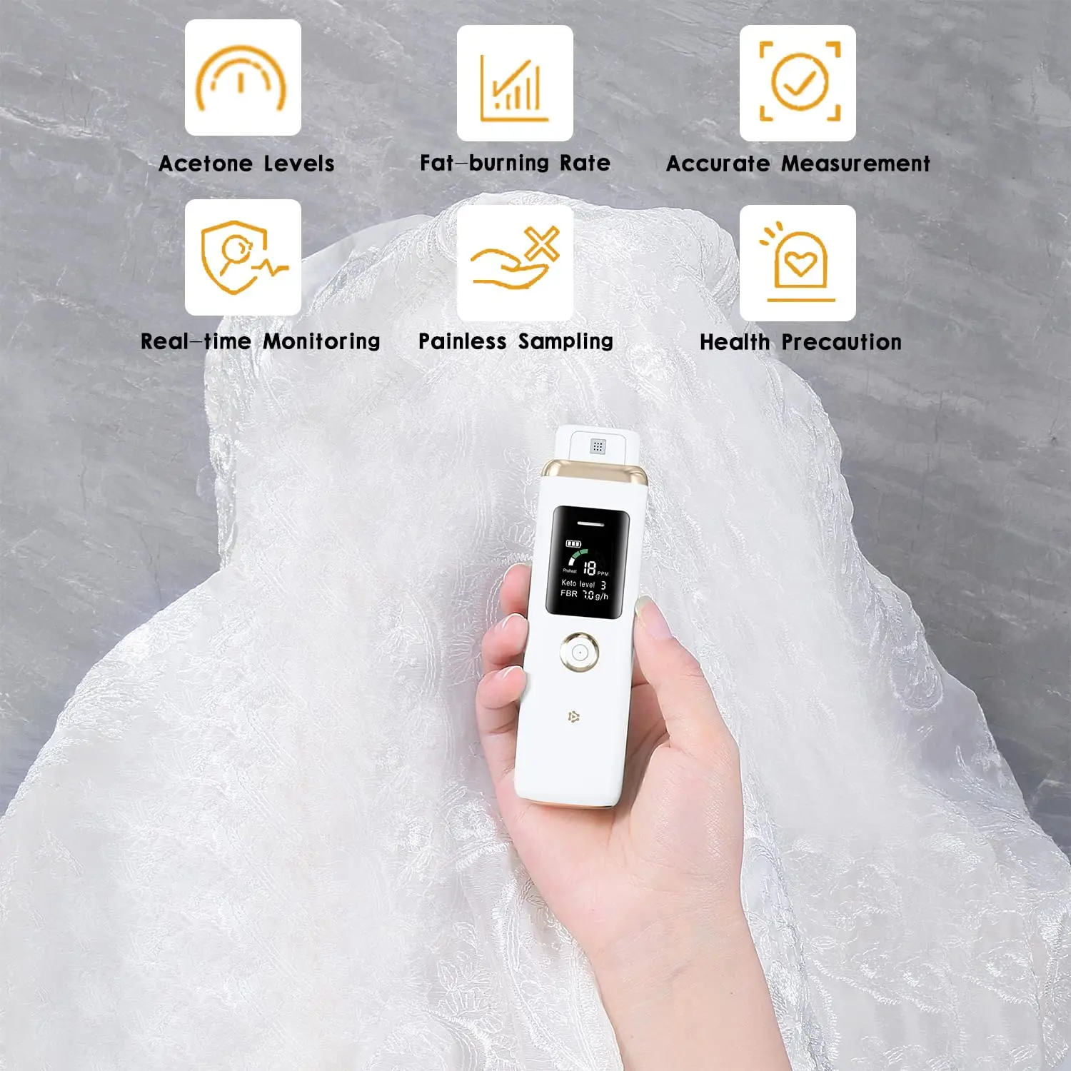 Portable Ketosis Breath Tester - Precise Ketone Breath Monitoring Analyzer for Keto Diet Tracking