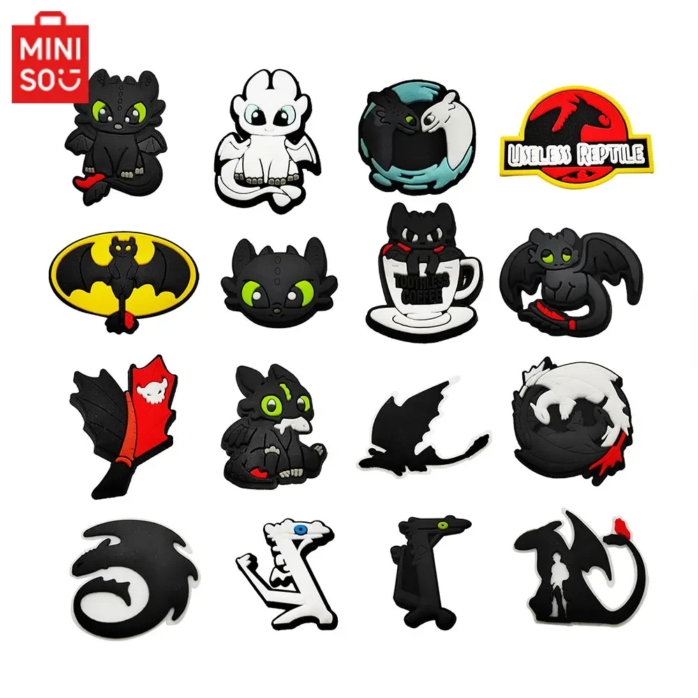 

1-16pcs Dragon Toothless Cartoon Charms PVC Sandal Buckle DIY Bracelet Kids Party Gifts Shoe Accessories