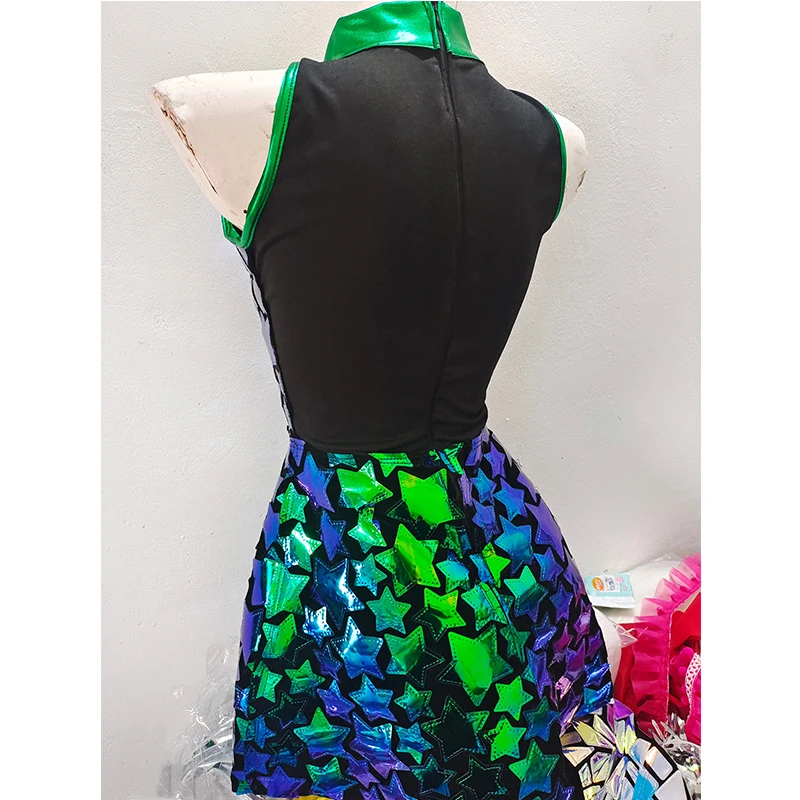 لامعة بو الليزر مرآة ملهى ليلي فستان بار جوجو راقصة الزي المغني المرحلة زي مساء عيد ميلاد الهذيان مهرجان الملابس #4