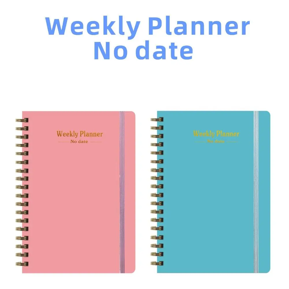 แบบพกพา A5 วางแผนรายสัปดาห์ไม่มีวันที่ Planner เตือนตารางรายสัปดาห์หนังสือประสิทธิภาพสายรัด COIL Notebook Office