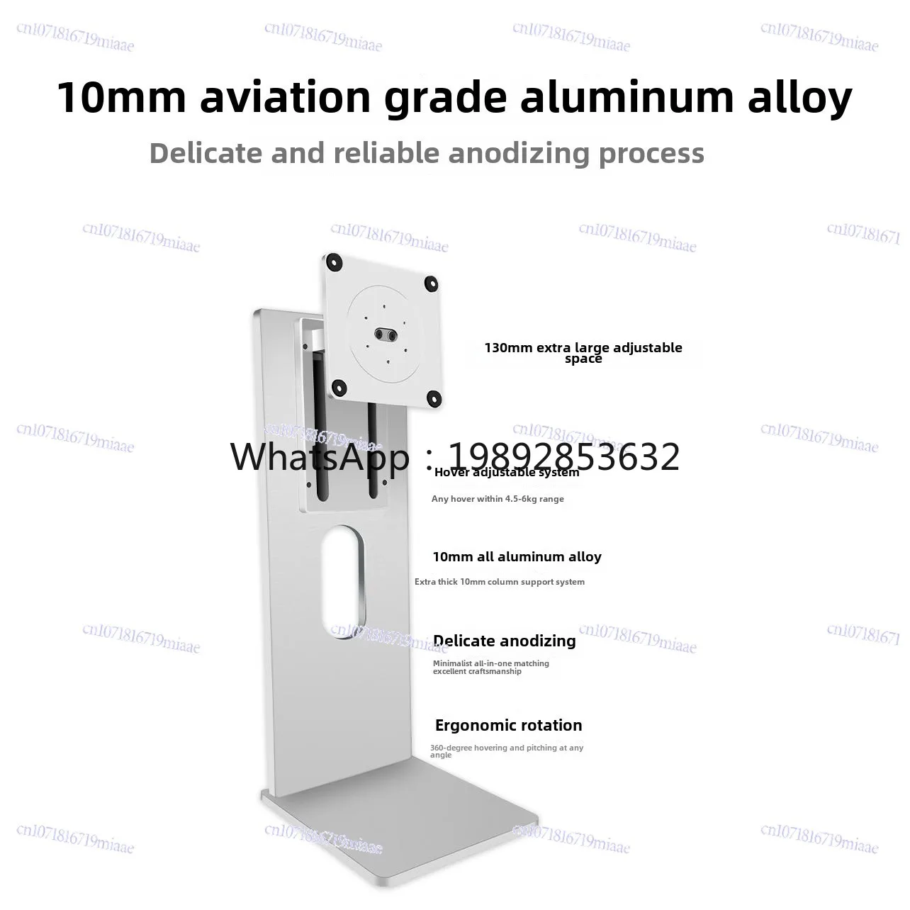Monitor, Lift Rotary Bracket Base CNC Aluminum Alloy 32 Screen 24 27 Silver 34 40 Inches