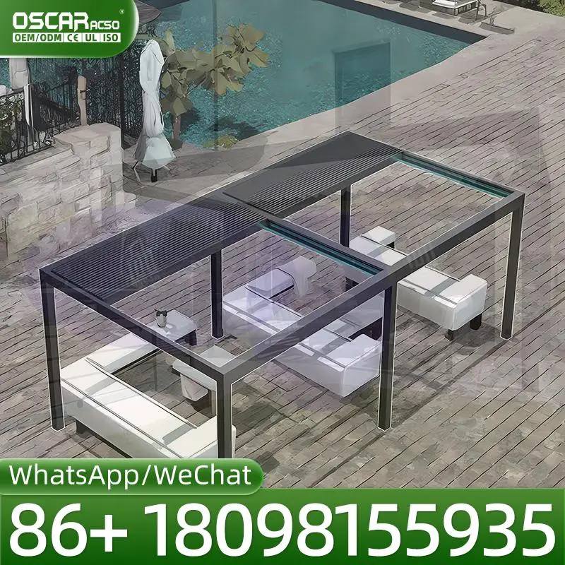 Modern Customizable Prefab Aluminium Solarium Free Standing Four Season Sunroom for Villa Outdoor Residential Use  pergolas