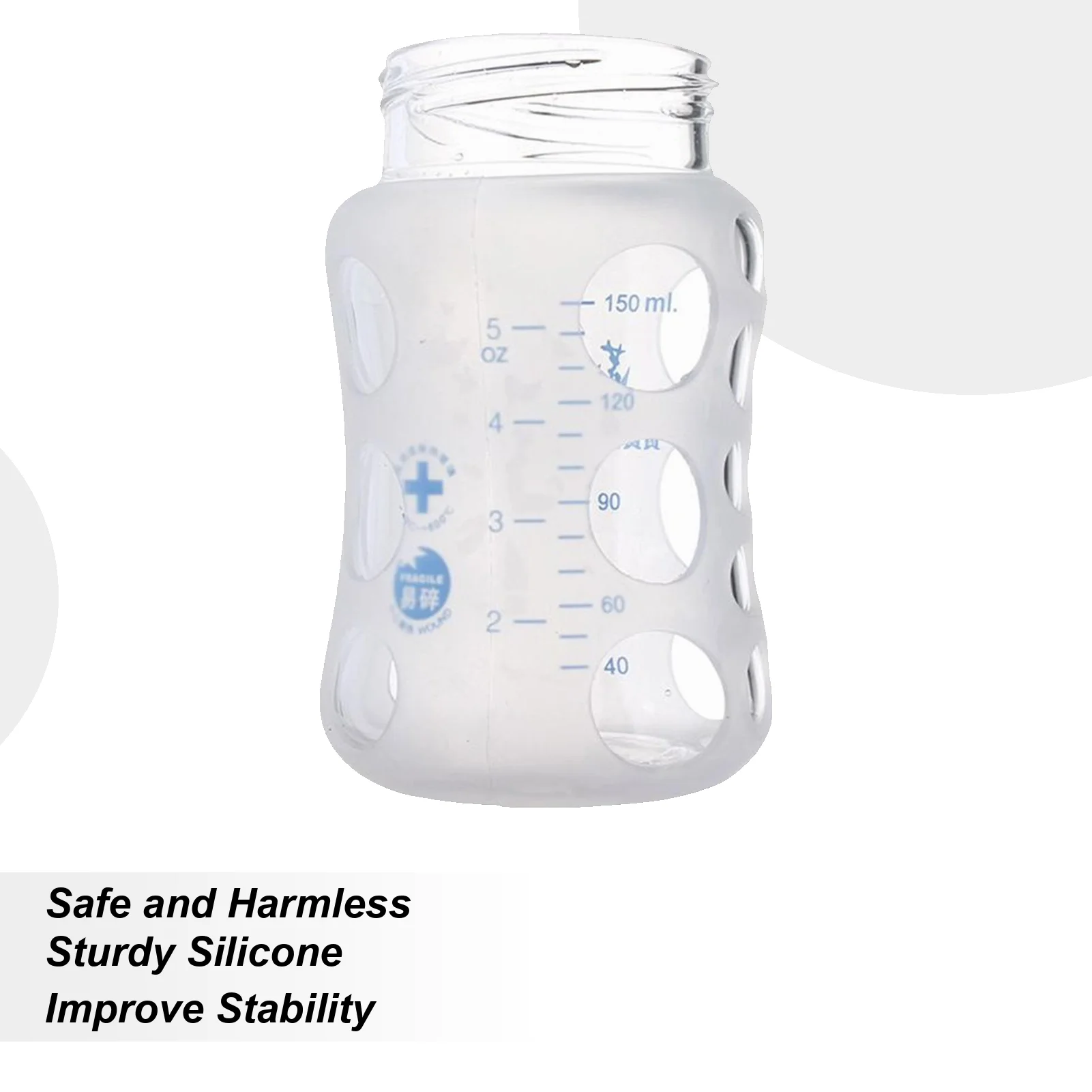 Silicone Baby Bottle Covers Nursery Bottle Cover Protector Anti Breakage Glass Feeding For Travel Outdoor Stroller Park Car