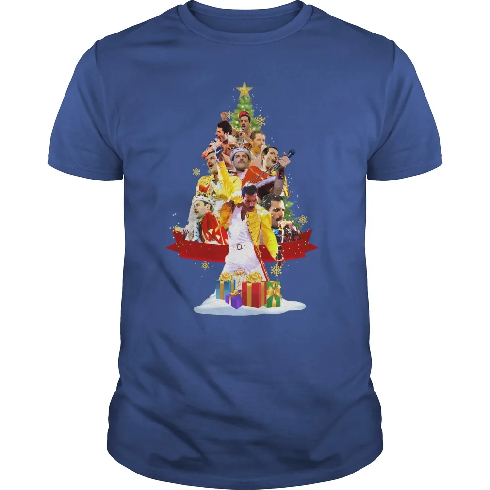 Freddie Mercury Christmas Tree Funny Christmas Gift Mens T-Shirt. Summer Cotton Short Sleeve O-Neck Unisex T Shirt New S-3XL