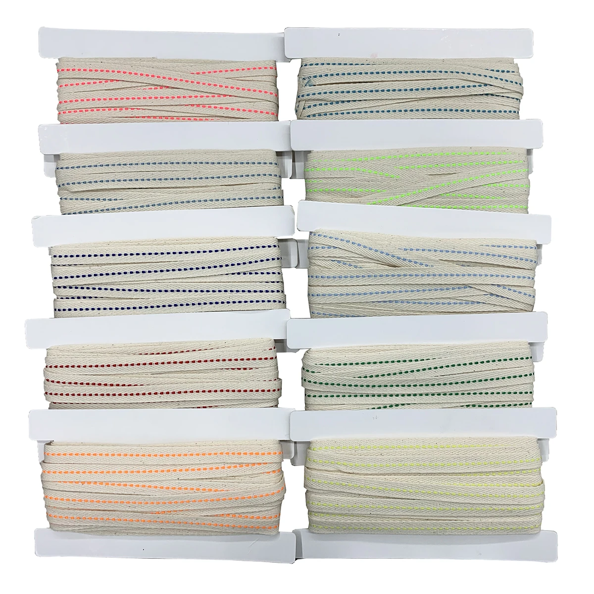 10mm Multi Color Herringbone Tape Ribbons Woven Cotton Sewing Overlock Cloth Strap Belt DIY Accessories, 10yards