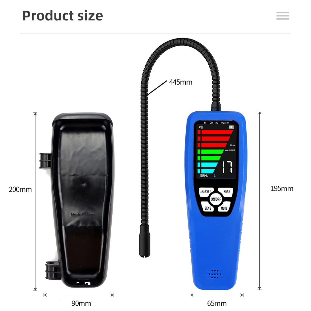 Imagem -05 - Detector de Vazamento de Refrigerante Analisador de Gás de Halogênio Cfc Hfc Hcfc Freon R134a Tester Alta Sensibilidade Sensor de Diodo Aquecido Ld200