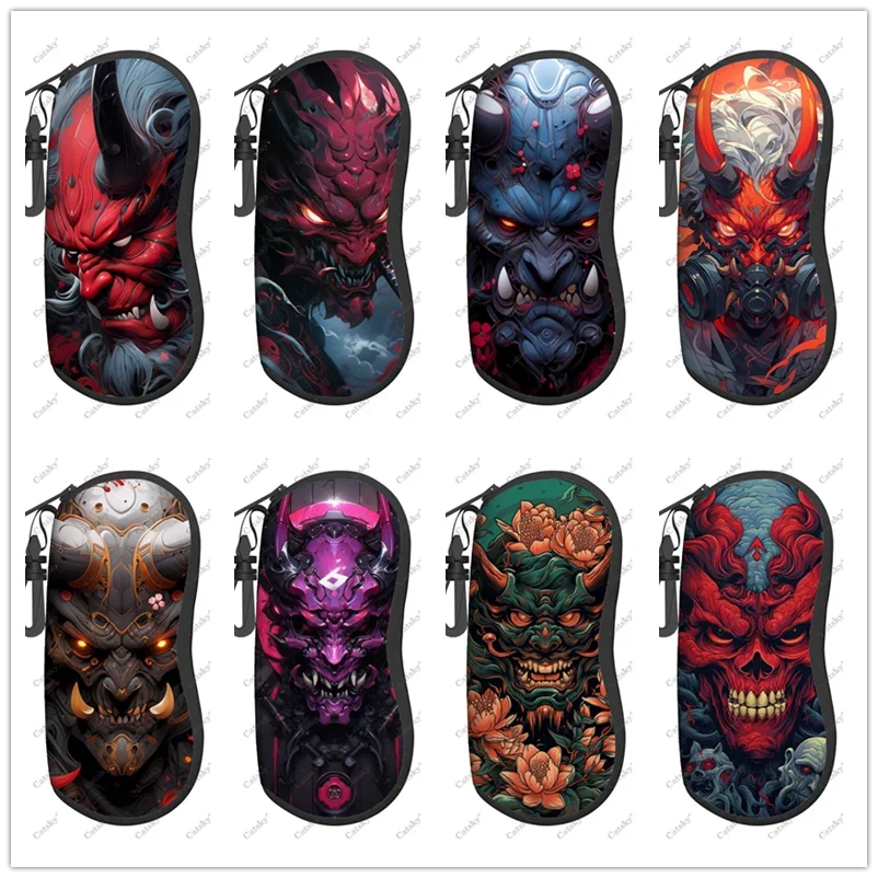 

Samurai Mask Glasses Case Printed Travel Zipper Sunglasses Bag Pattern Classic Men's and Women's Storage Glasses Bag