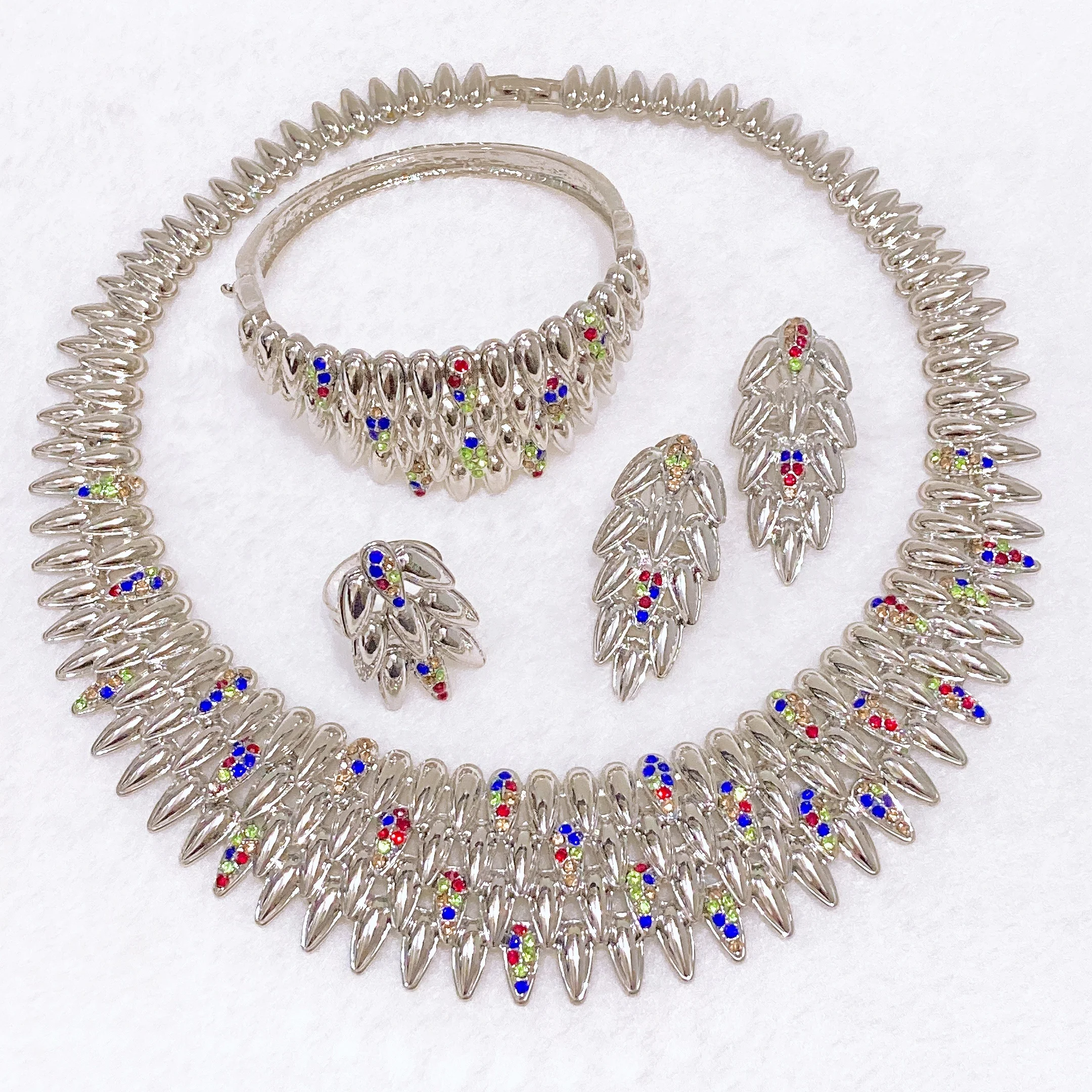 Unique Sunflower seeds Italian Jewelry set with Rhinestones Fancy llaveros Collar Pulseras pin Pendient tentacles Anillo 4PC Set