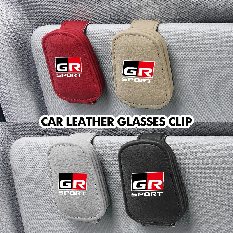For Toyota Car Mounted Sun Visor Glasses Clip Leather Eyeglasses Storage GR Sport Gazoo Racing Yaris 86 Corolla Hilux Supra