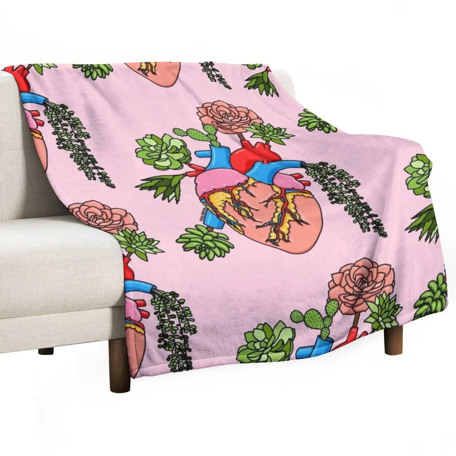 Succulent heart by Sasa Elebea Throw Blanket blankets and throws valentine gift ideas Flannel Fabric Warm Blankets