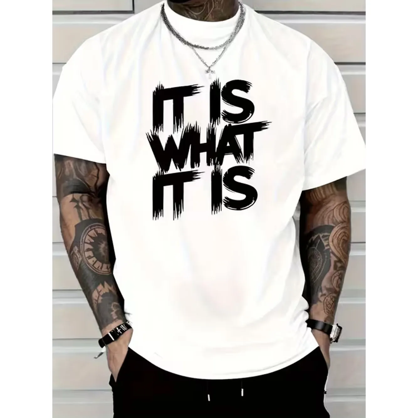 item picture mens red pattern t shirt casual short sleeve round neck print machine washable top