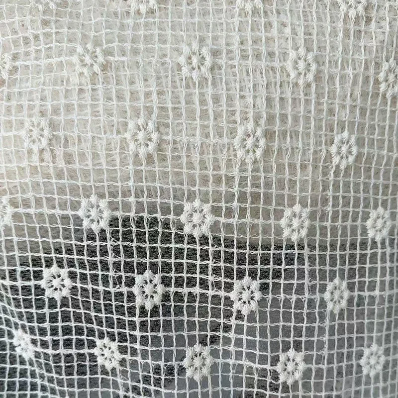 

Small floral plaid mesh lace embroidery fabric wedding dress fashion fabric DIY children's shirt dress fabric is sold by yard