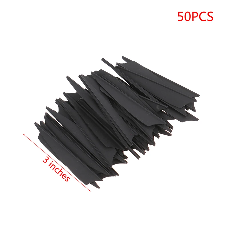 

50PCS Hunting Archery 3inch Archery Feathers Cut Fletching Rubber Vane Arrow DIY Archery Accessories