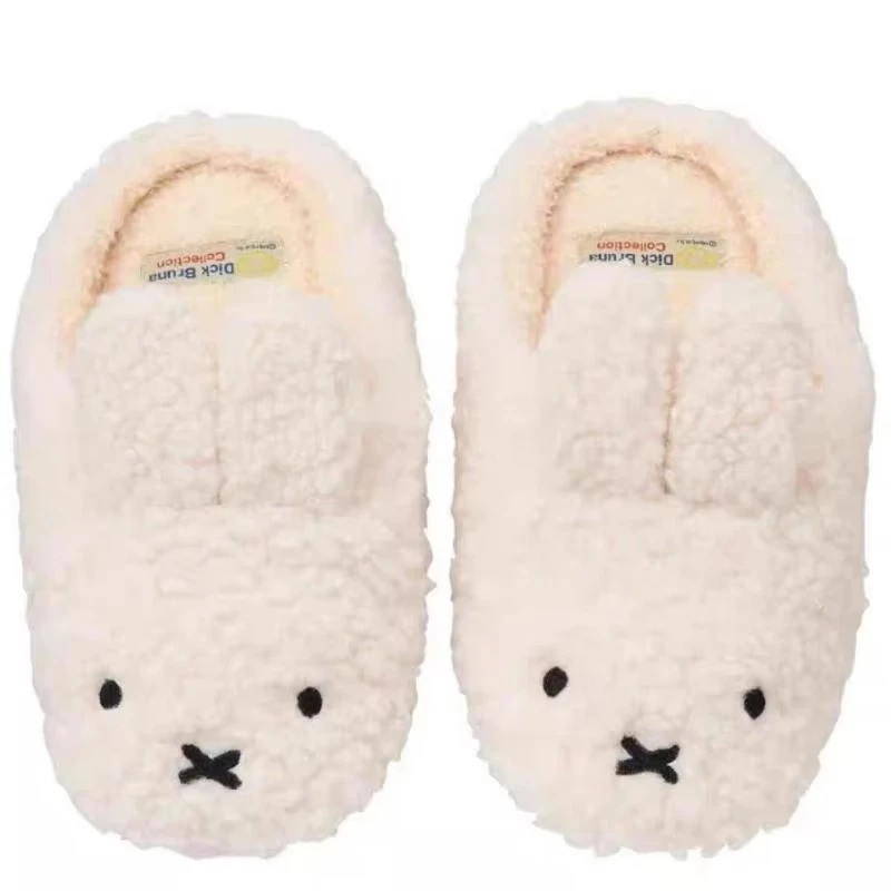 Nuove pantofole in cotone Kawaii Anime Cartoon Miffy Rabbit Simpatiche pantofole con fondo morbido in peluche caldo per interni autunno inverno per regalo per ragazze