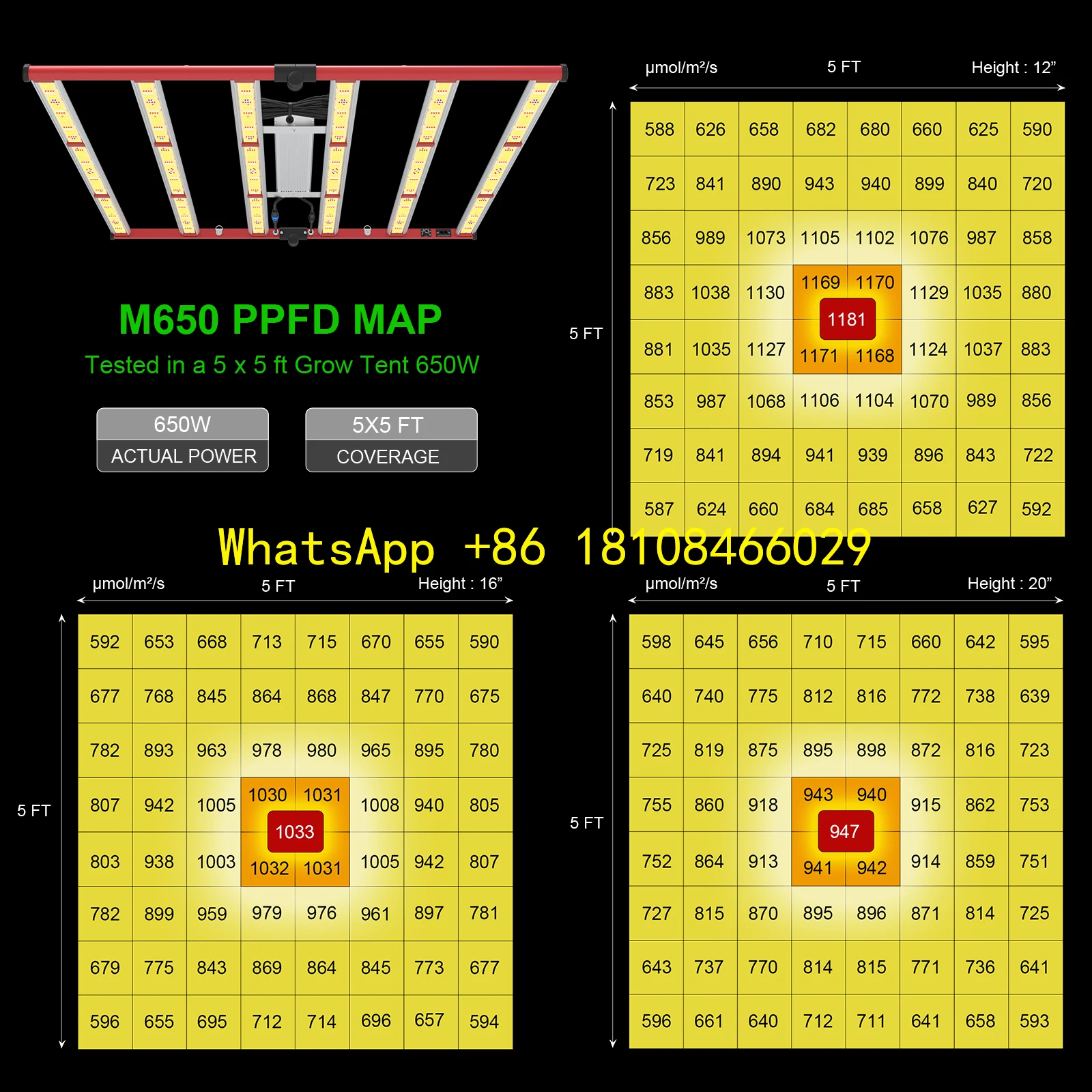 

Hydroponic Lamp LM281B Chip for Greenhouse IP65 Rated For 650W Full Spectrum Indoor Plant LED Grow Light Bar Aluminum Body