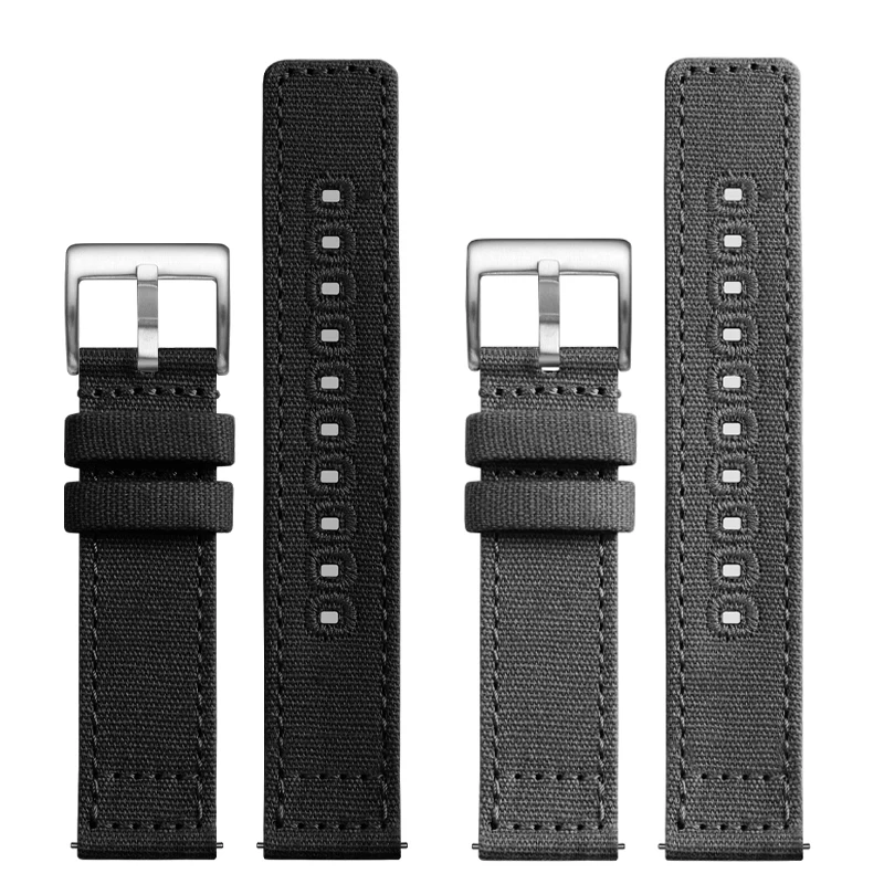 Double Sided Canvas Watch Strap With Breathable And Soft For Hamilton/Seiko/CITIZEN/SEA-GULL Watch 18mm20 22mm Watch Accessories images - 6