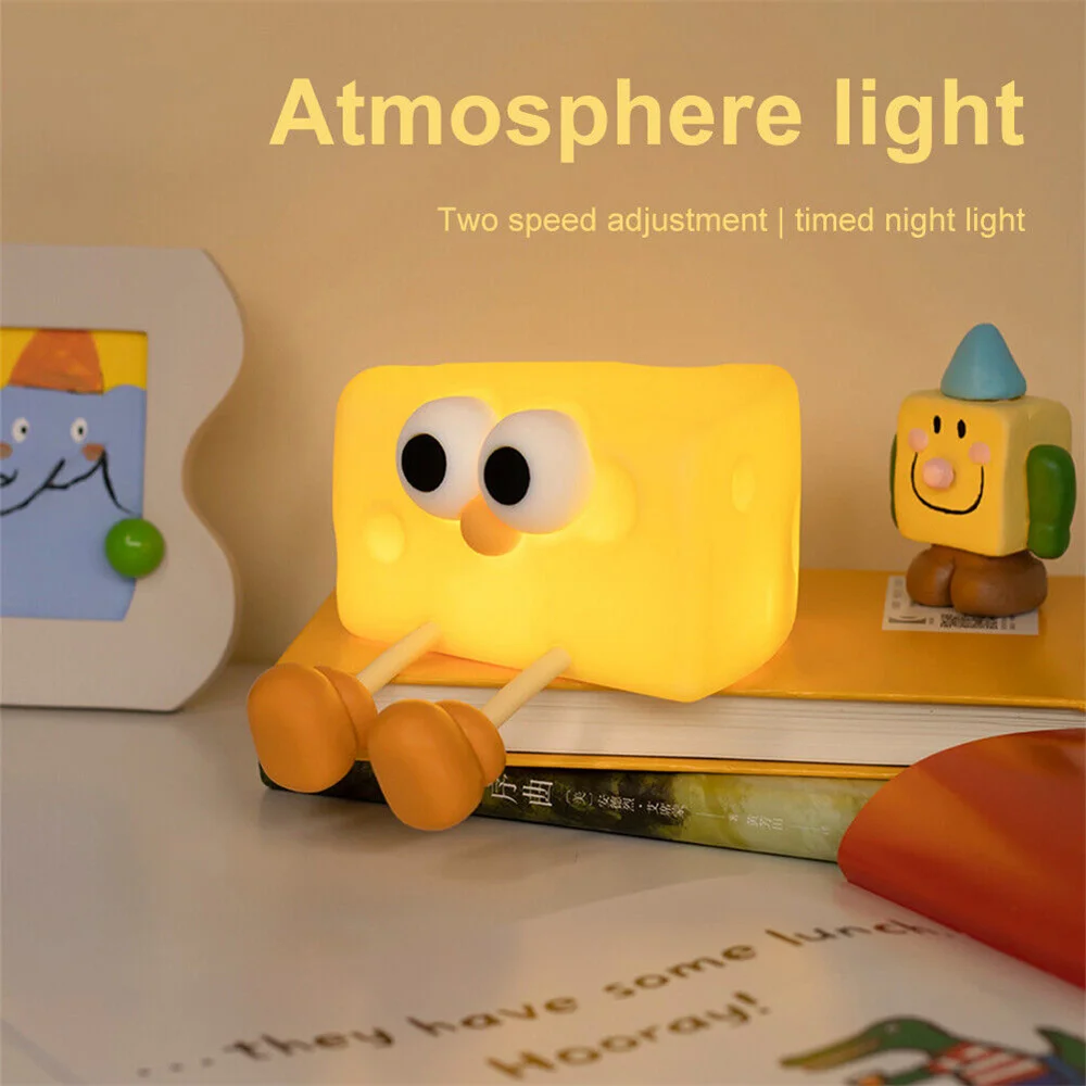 Cute Cartoon Silicone Night Light LED Creative Fries Nightlight USB Rechargeable Timing Dimming Sleep Night Lamp Kids Room Decor