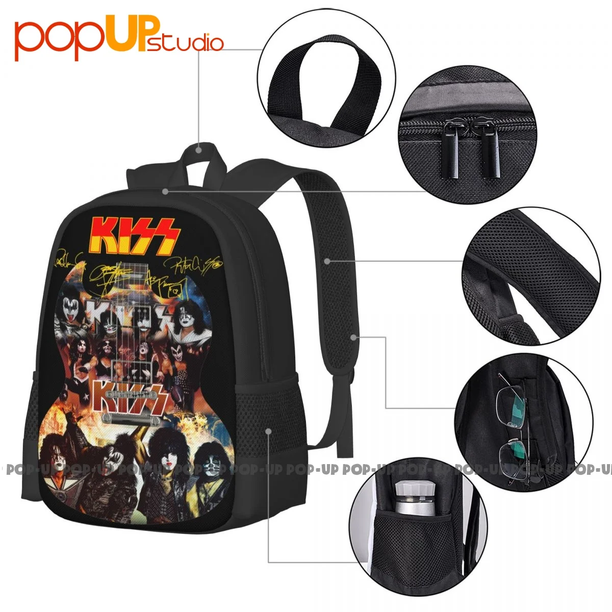 Kizz Guitar Signatures Backpack Large Capacity Fashion Softback Shopping Bag Bags For Travel