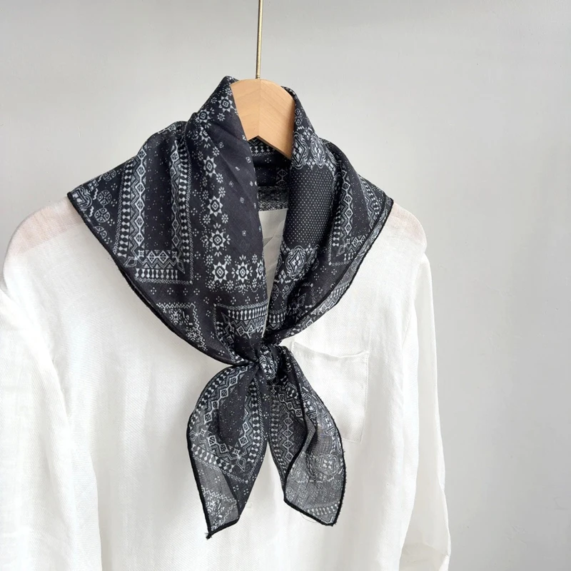 

Women Scarf Linen Neck Head Wrap Square Triangle Summer Sun Protection Breathable Accessory for Spring Autumn Holiday