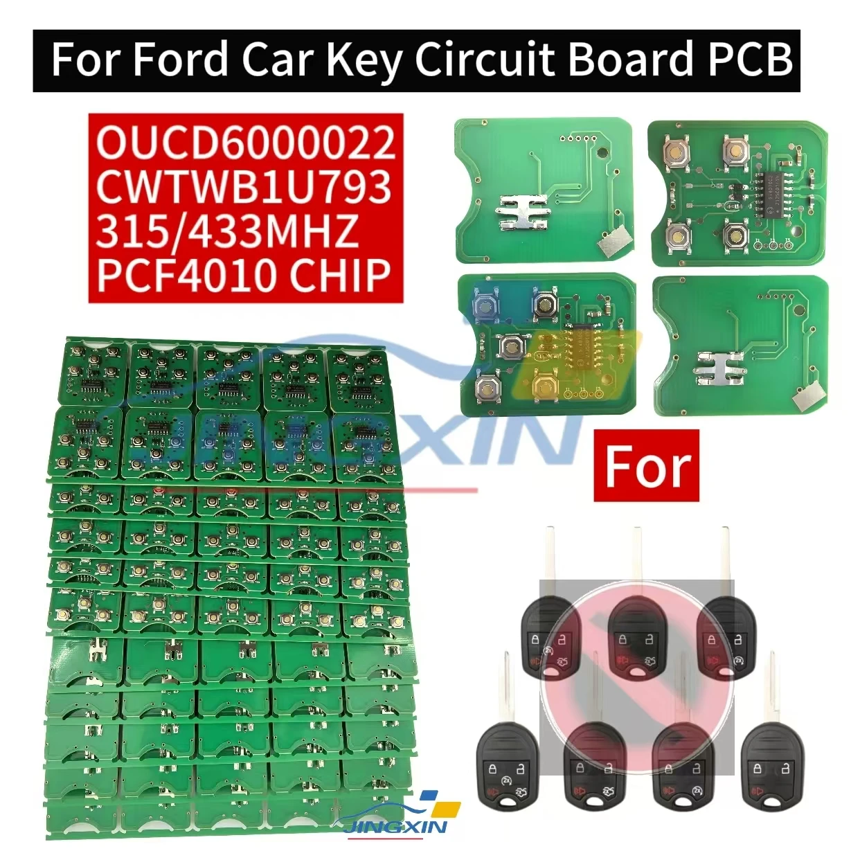 Jingxin For Ford C-Max Edge Escape Explorer Fiesta Focus Transit 3/4/5Buttons 315/433MHZ CWTWB1U793 Car Key Circuit Board PCB