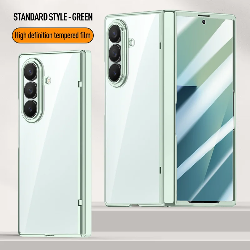 

For Samsung Galaxy Z Fold7 Screen Protect Film Fashion Electroplated Frame Transparent Phone Case Middle Hinge Shockproof Cover