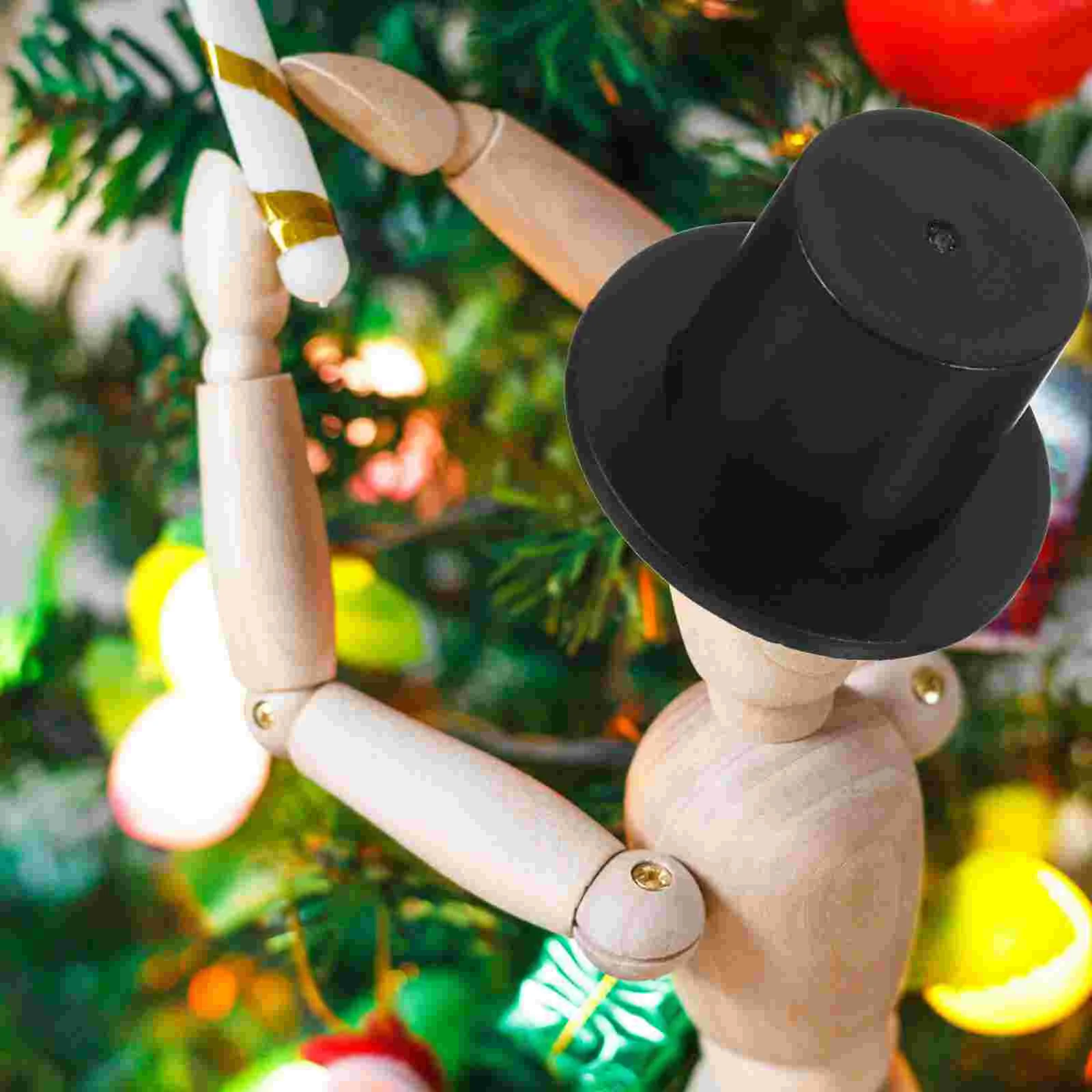 

100pcs Handcraft Mini Clown Hat Decoration Christmas Decorative Plastic Hat DIY Material Size S(Black)