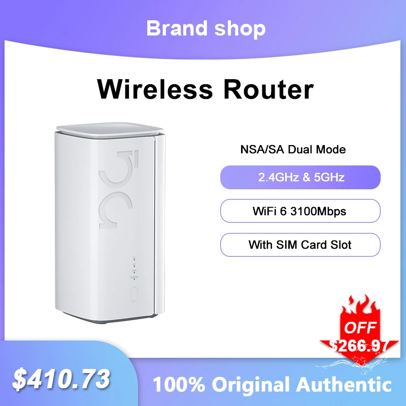 New GT01 Wireless Router WiFi 6 3100Mbps Gigabit Signal Repeater NSA/SA Dual Mode 5G Network Extender With SIM Card Slot