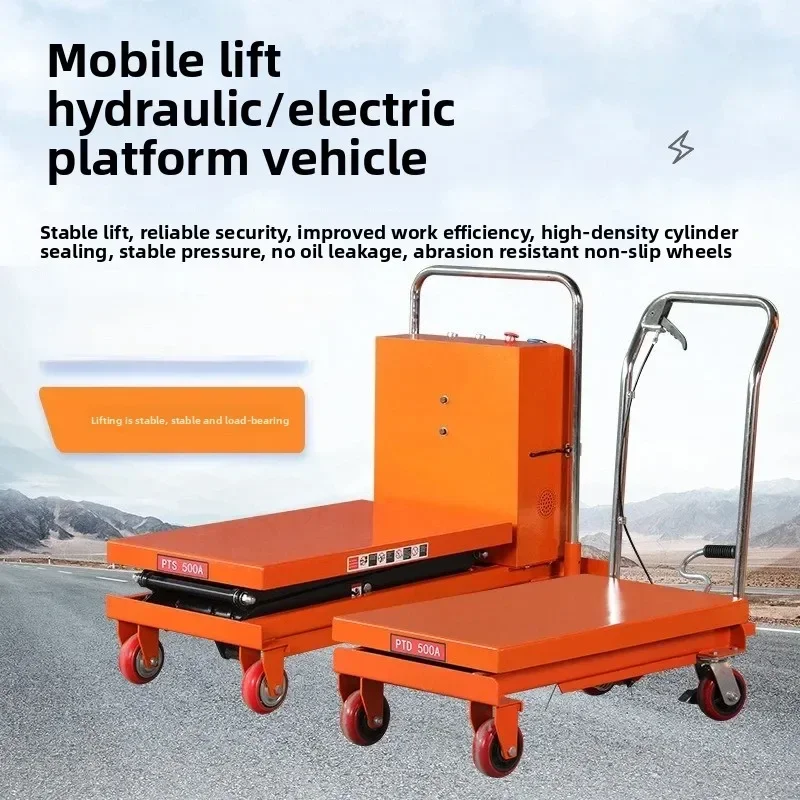 Manual hydraulic lift platform car, mobile scissor lift