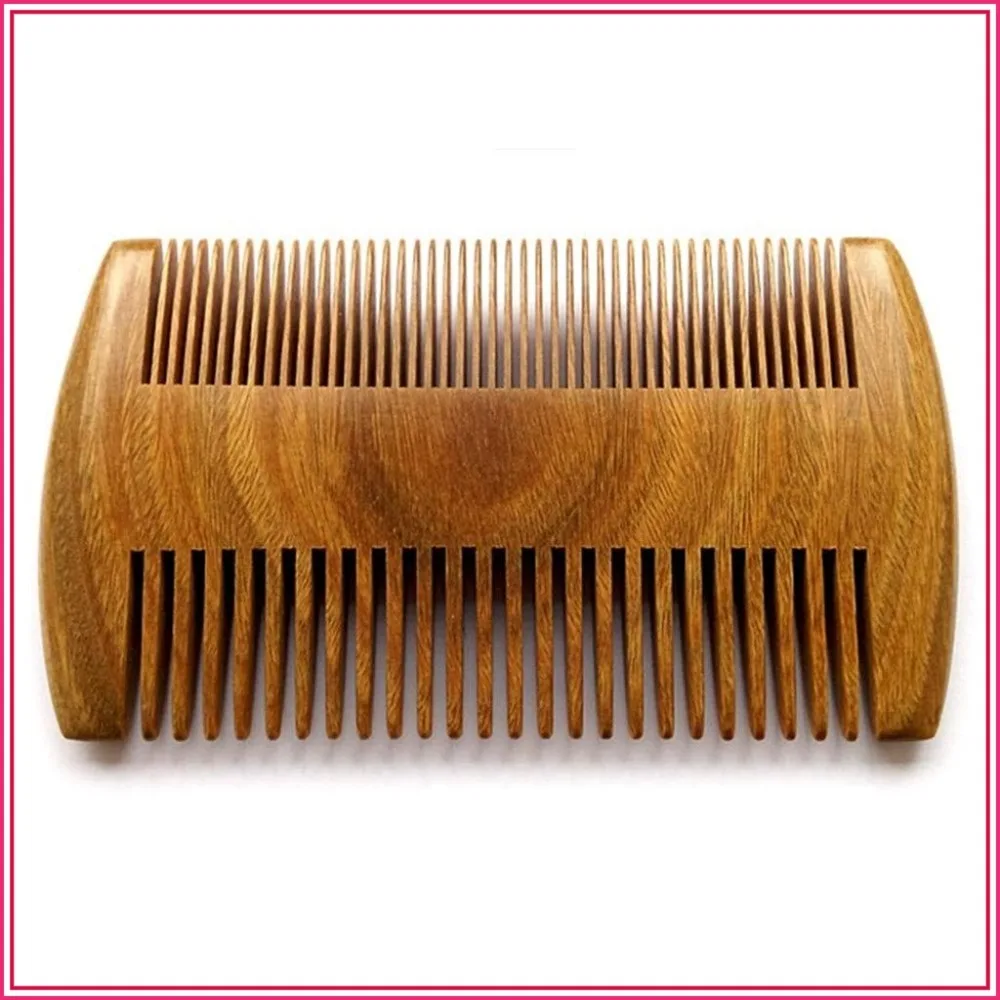 Peine para barba de sándalo verde hecho a mano, 4 pulgadas, de doble cara, antiestático, aromático, para barbas y bigotes largos y cortos, 1 unidad