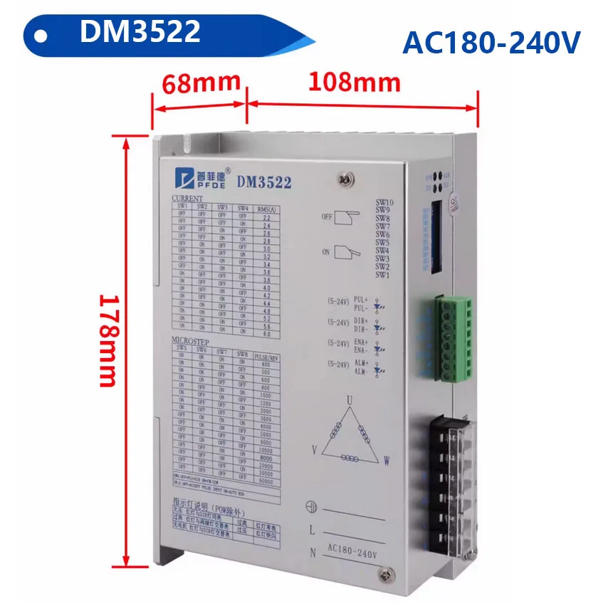 

High Performance Stepper Motor Driver for three-phase Nema34 Nema42 Nema52 Steppermotor DM3722 DM3522 DM3922