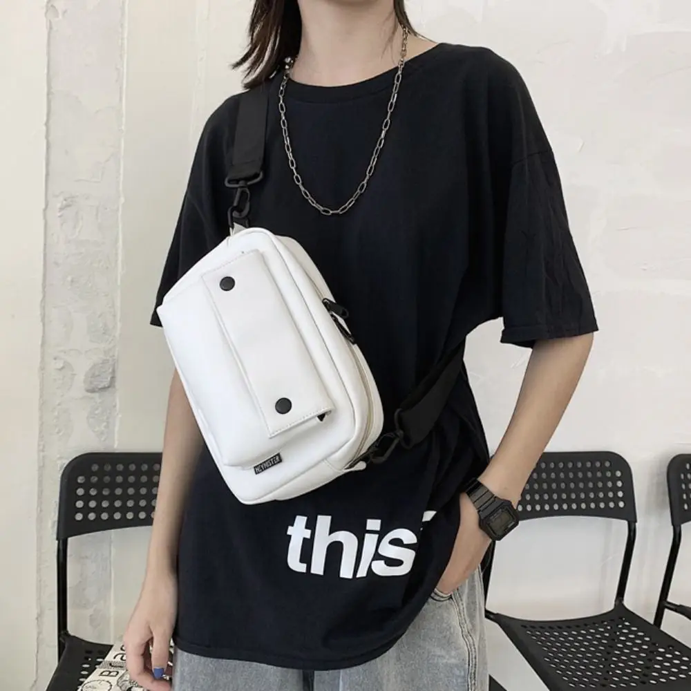 All-match Korean Style Square Message Bag Causal Large Capacity PU Crossbody Bag Solid Color Sports Shoulder Bag Travel