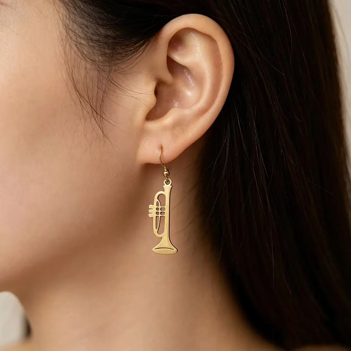 New  Trumpet Musical Instrument Dangle Earrings For Women Stainless Steel Hot Fashion Music Symbol Jewelry Accessory Gifts