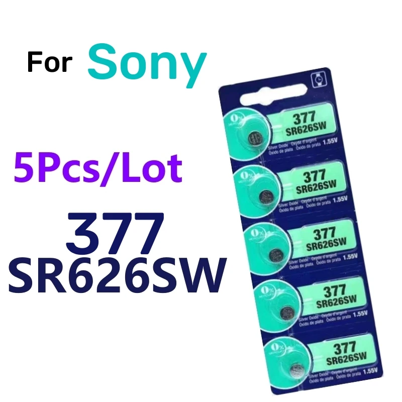 5pcs For SONY 377 SR626SW 177 376 626A LR66 LR626 364 SR621SW AG1 LR621 364 164 531 SR621 For Watch Toy Battery