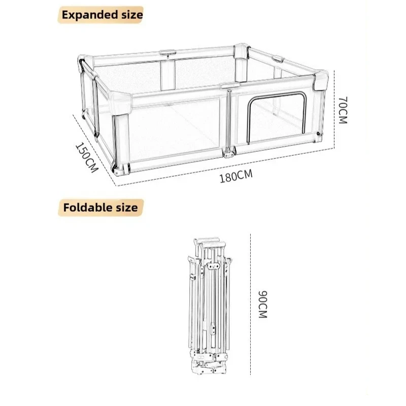 روضة أطفال قابلة للطي، ملعب كبير لسياج أمان الطفل، منطقة ألعاب الأطفال المحمولة، ساحة اللعب الداخلية/الخارجية مع حقيبة حمل #6