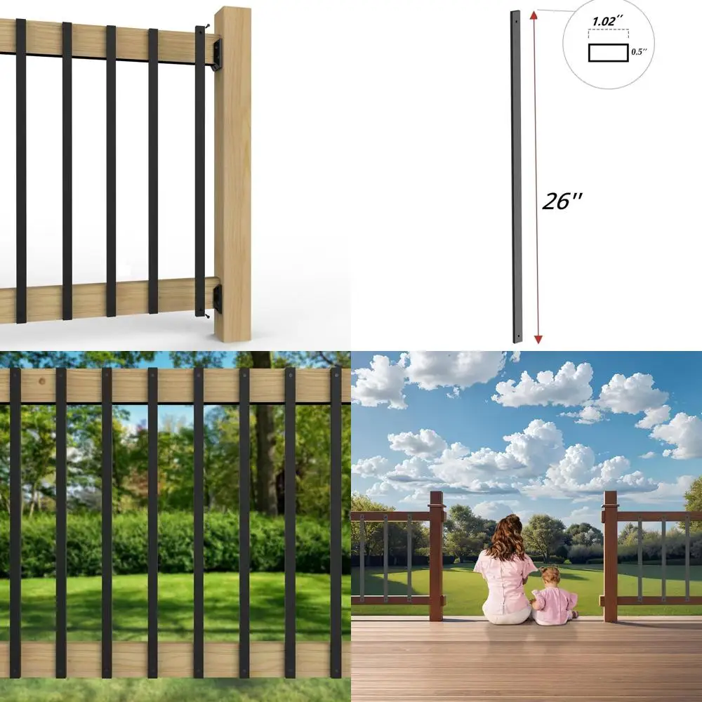 75-حزمة من 26 درابزين للدرج مع أغطية نهاية ومسامير، مغزل سطح مستطيل لأنظمة الدرابزين المطورة