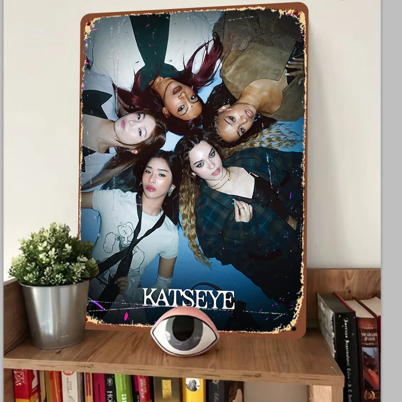 KATSEYE Group Poster Custom Metal Tin Sign Wall Art Decor for Music Fans Home Room Decoration