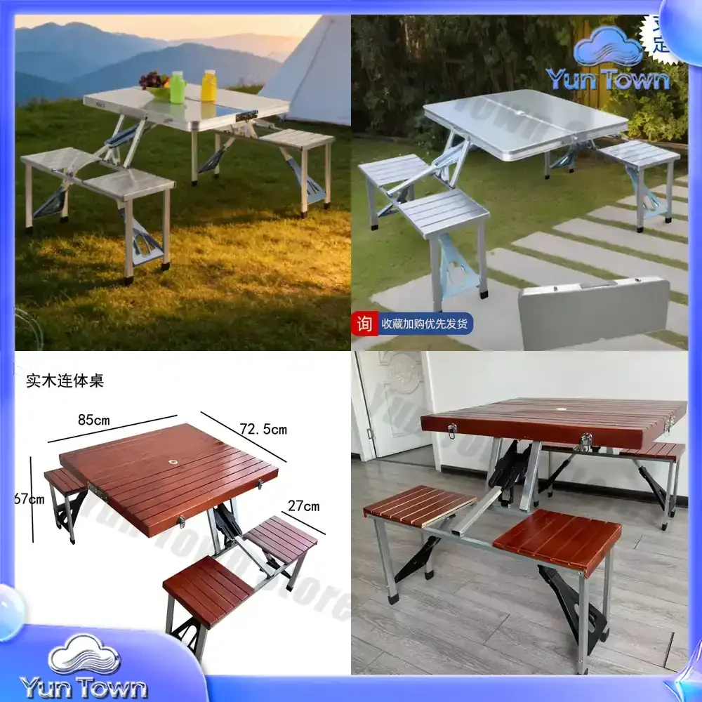 Outdoor folding tables and chairs Portable aluminum alloy integrated camping one-piece tables and chairs Travel equipment