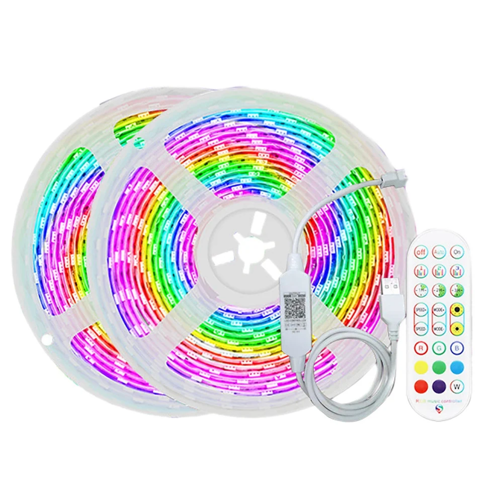 LED Strip Lights with Remote Control Built in Mic Bluetooth App Control 5050 RGB LED Lights for Bedroom Party 2 Meter